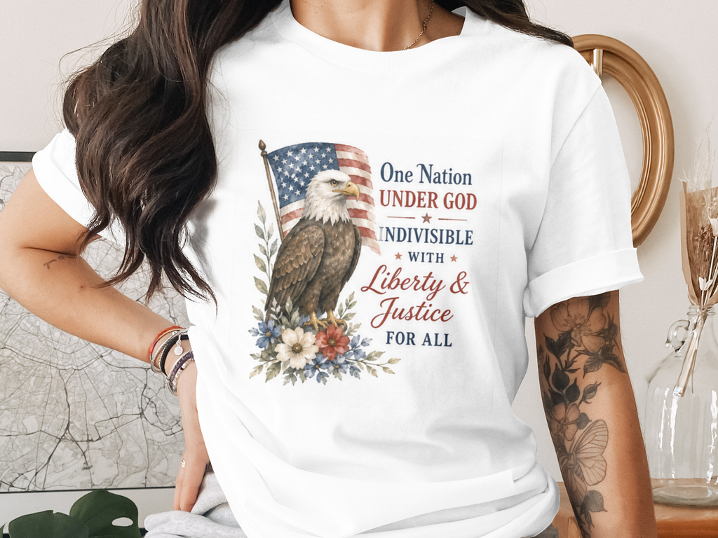 Sacred Oath Eagle & Flag T-Shirt - 4th of July Vintage Tee